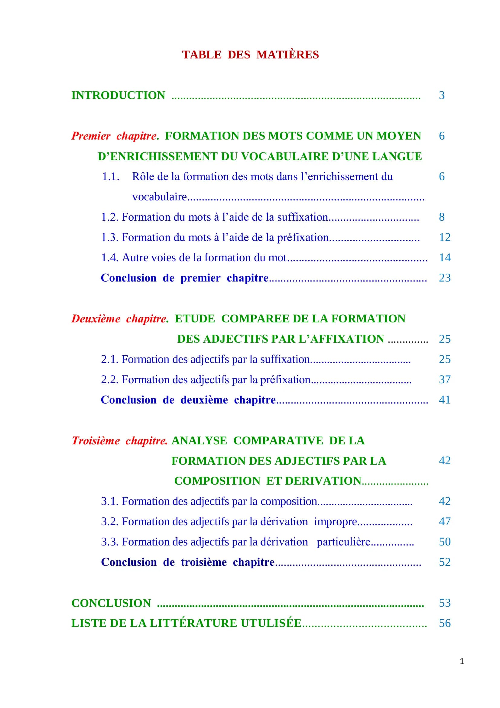 ETUDE COMPAREE DE LA FORMATION