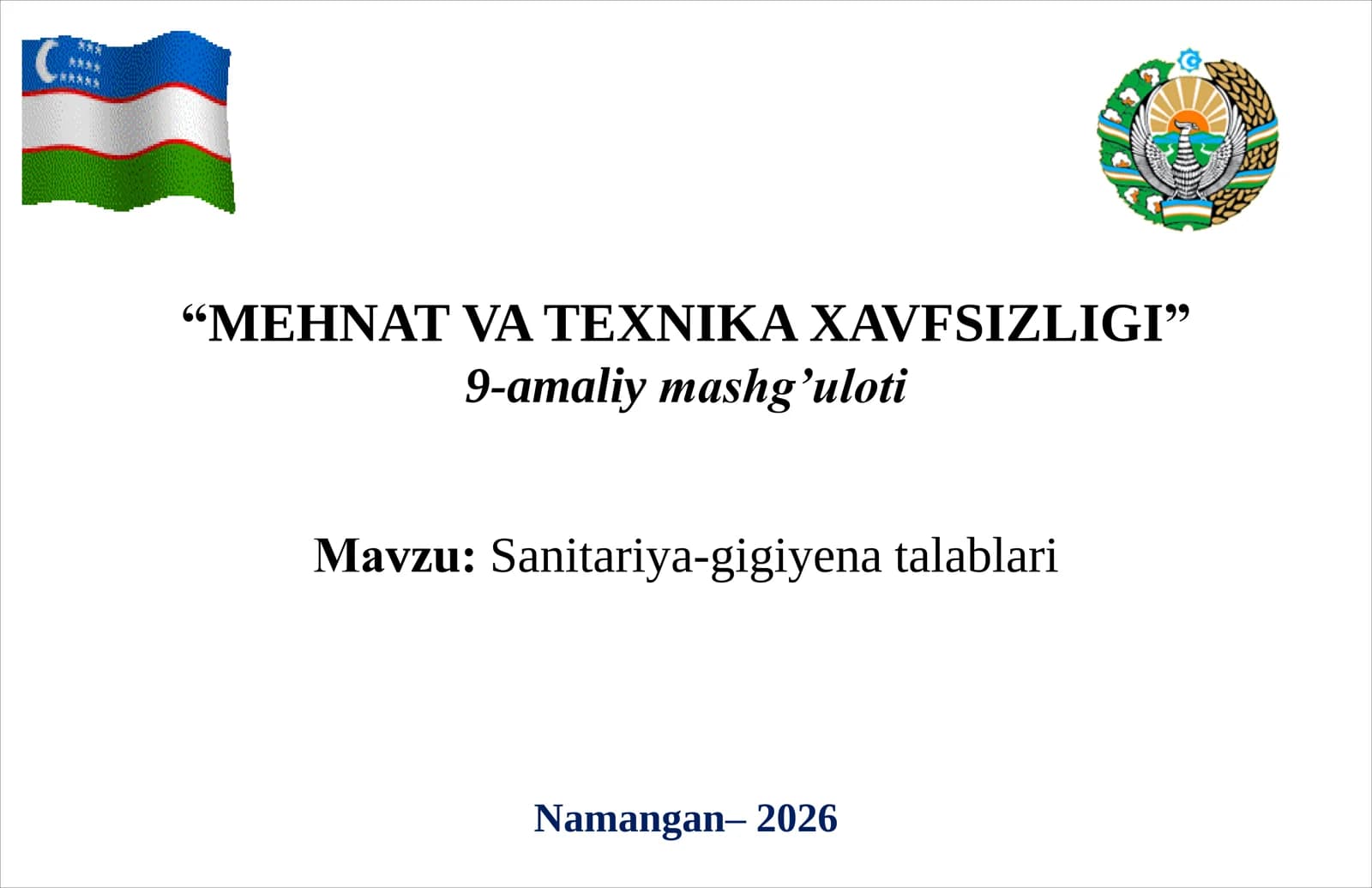 Sanitariya-gigiyena talablari