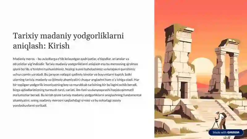 Tarixiy madaniy yodgorliklarni aniqlash