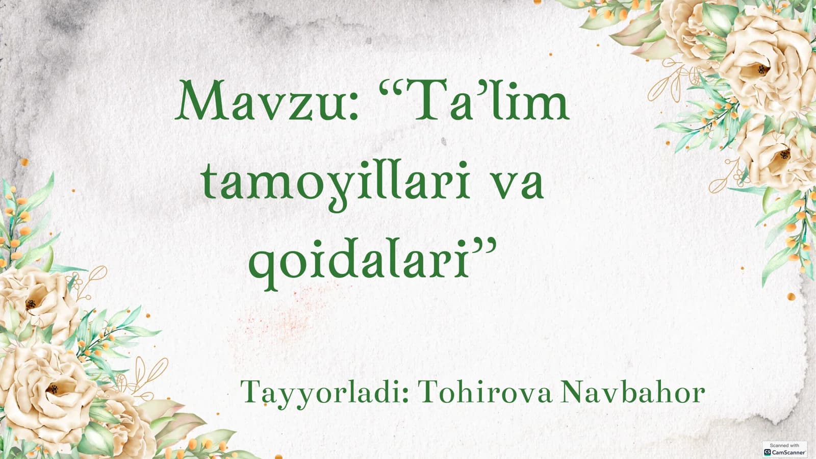 Ta’lim tamoyillari va qoidalari