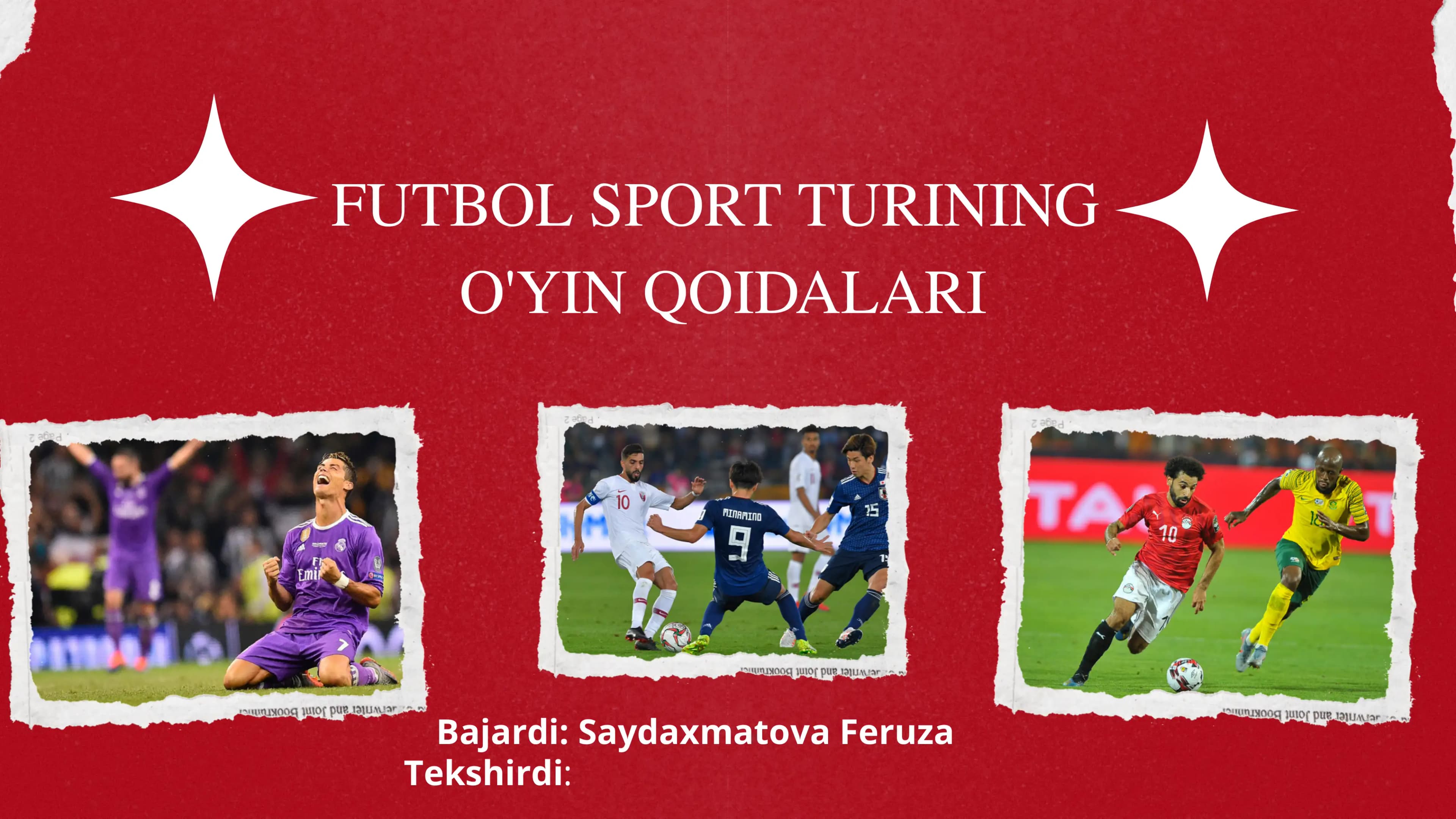 FUTBOL SPORT TURINING O'YIN QOIDALARI