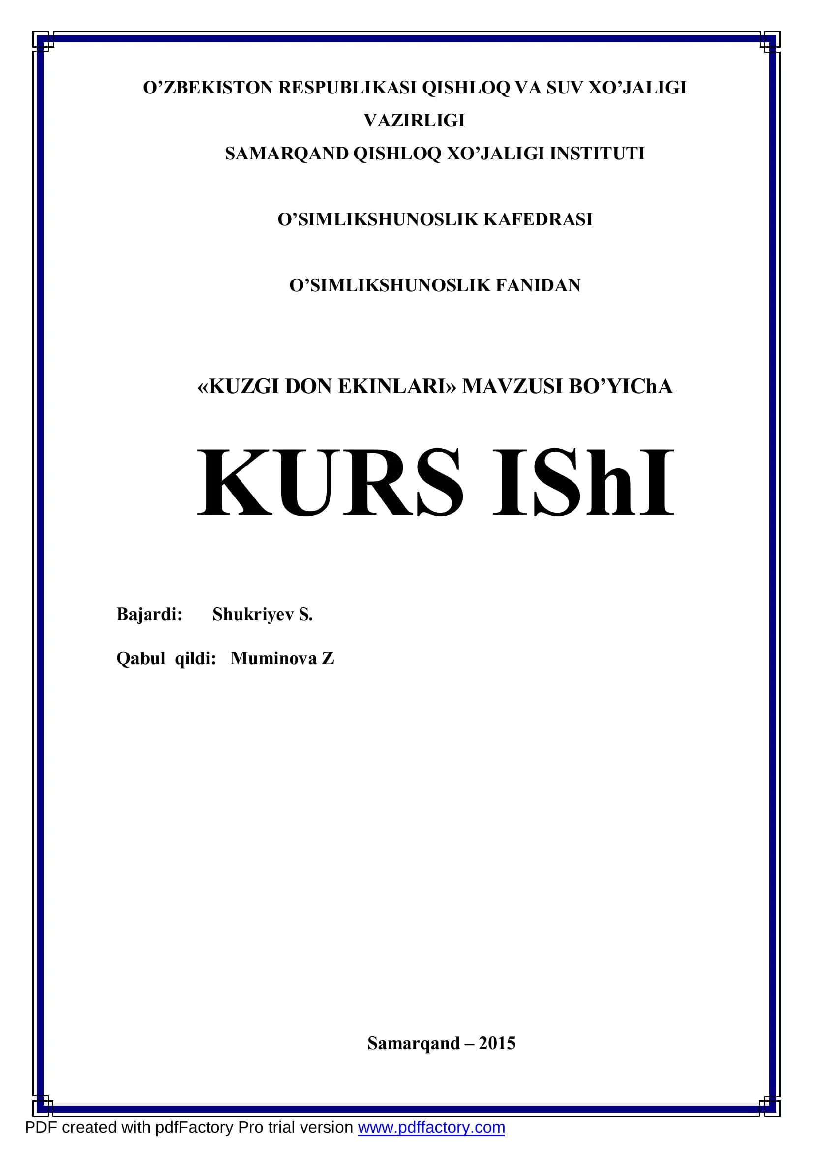 KUZGI DON EKINLARI