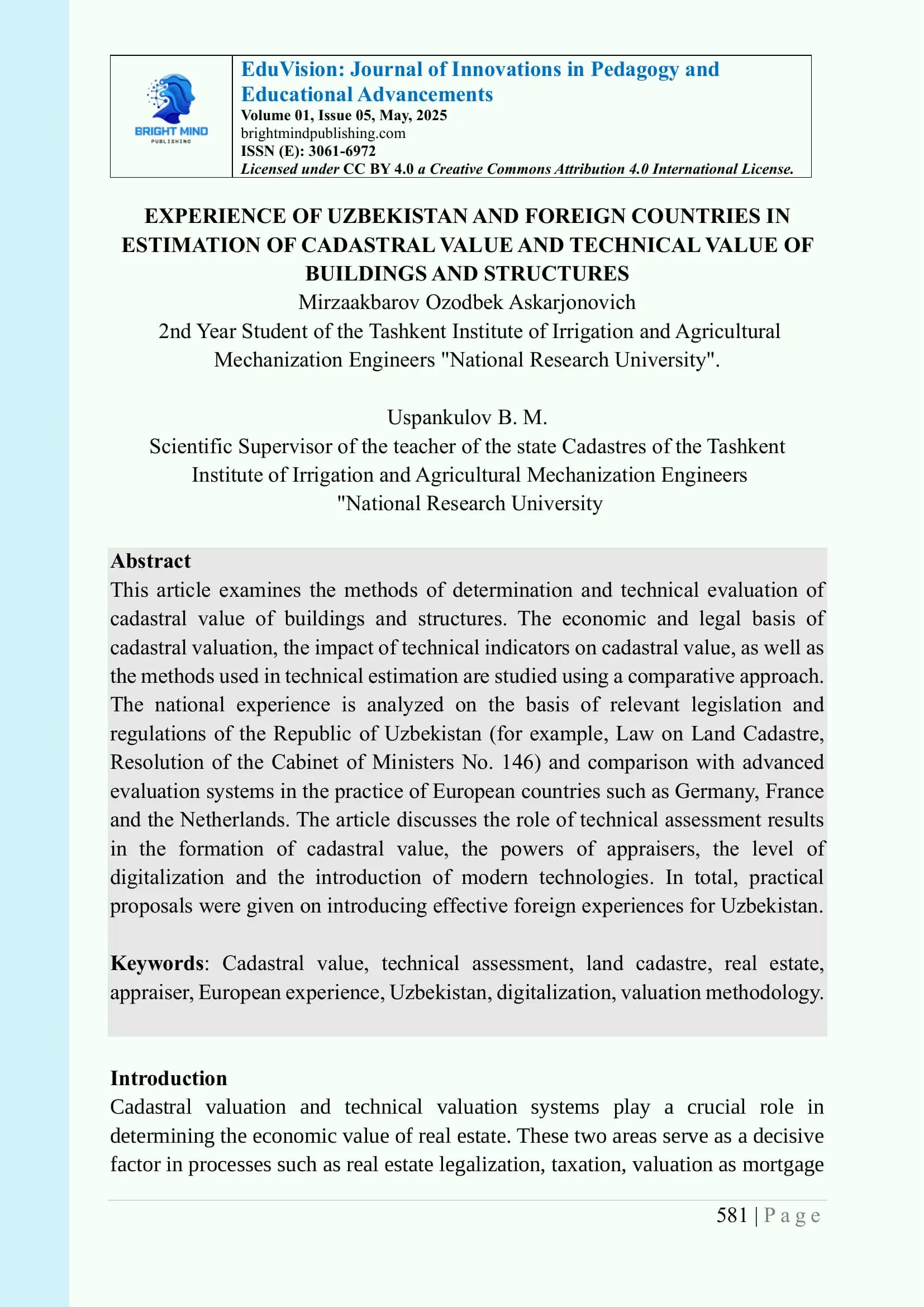 Journal of Innovations in Pedagogy and Educational Advancements