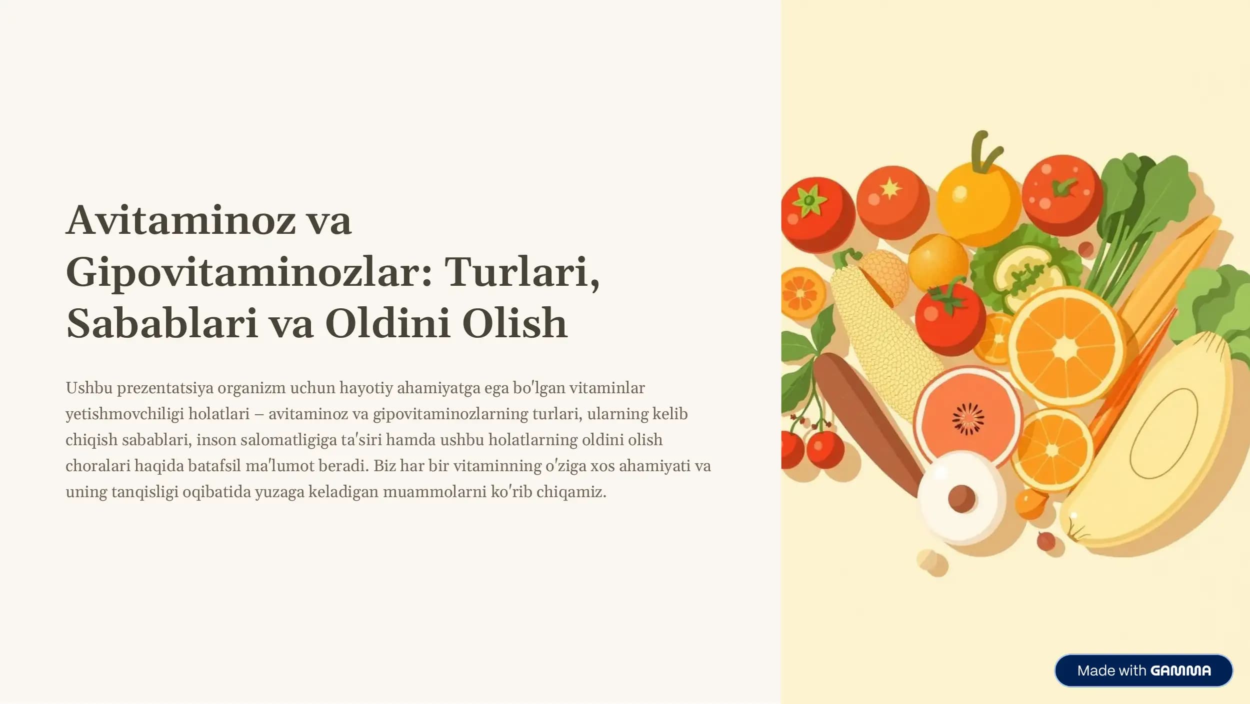 Avitaminoz va gipovitaminozlar