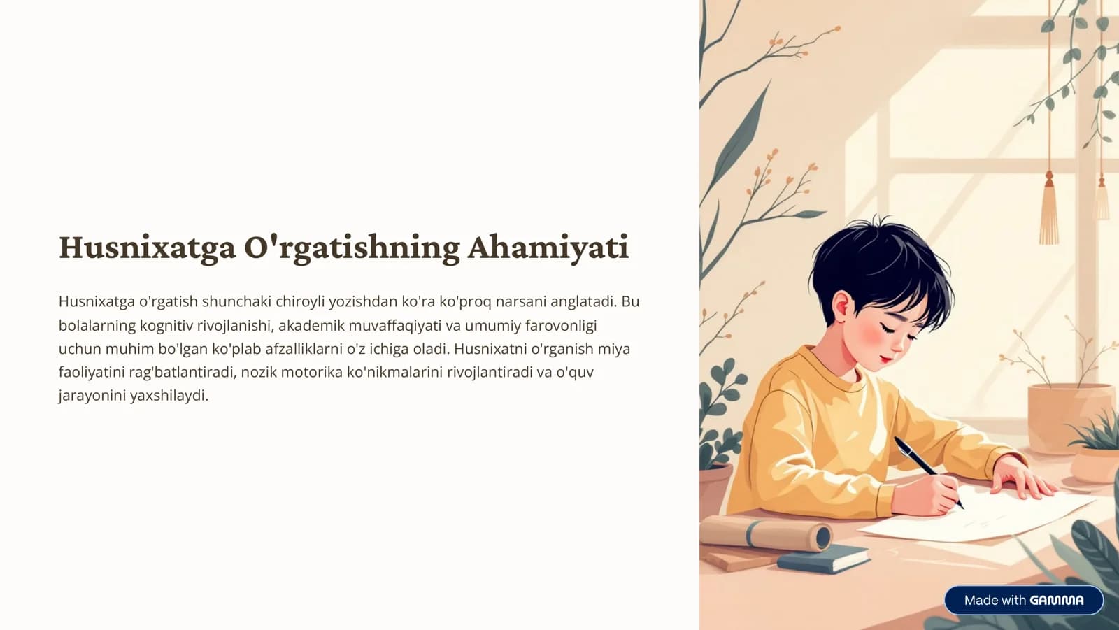 Husnixatga O'rgatishning Ahamiyati