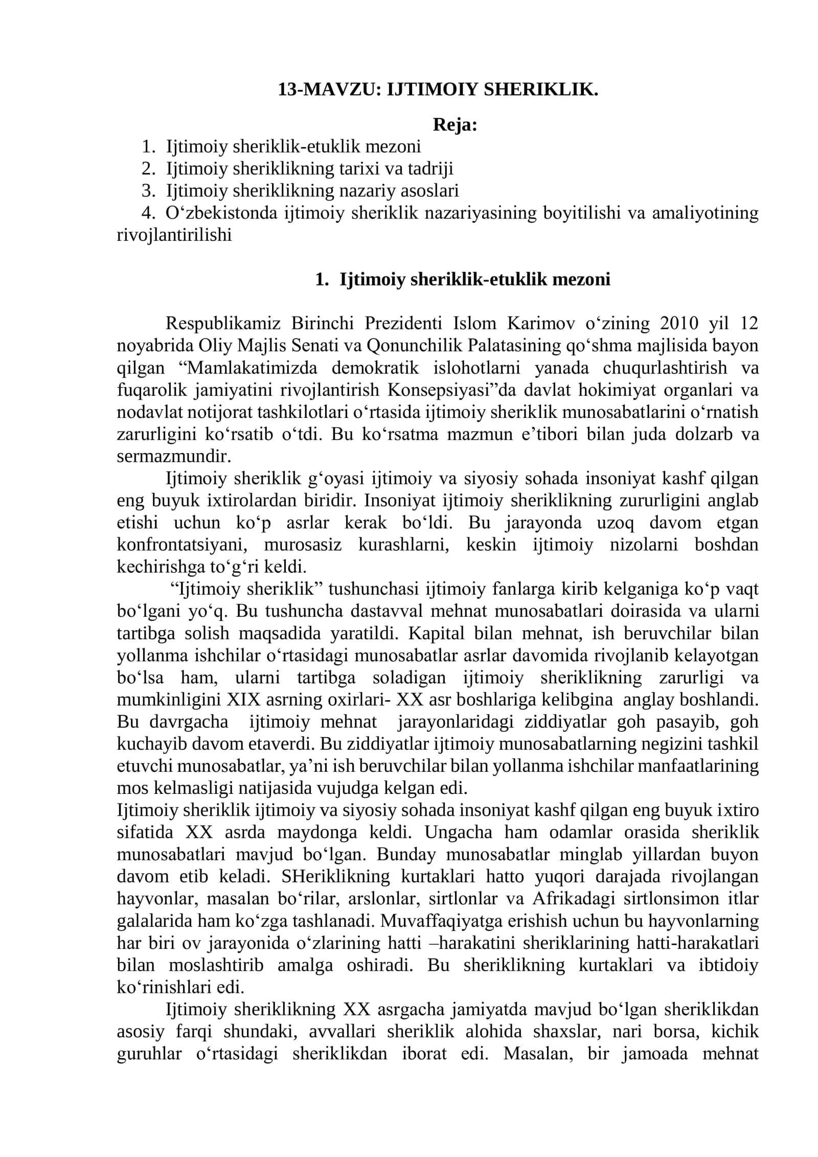 IJTIMOIY SHERIKLIK