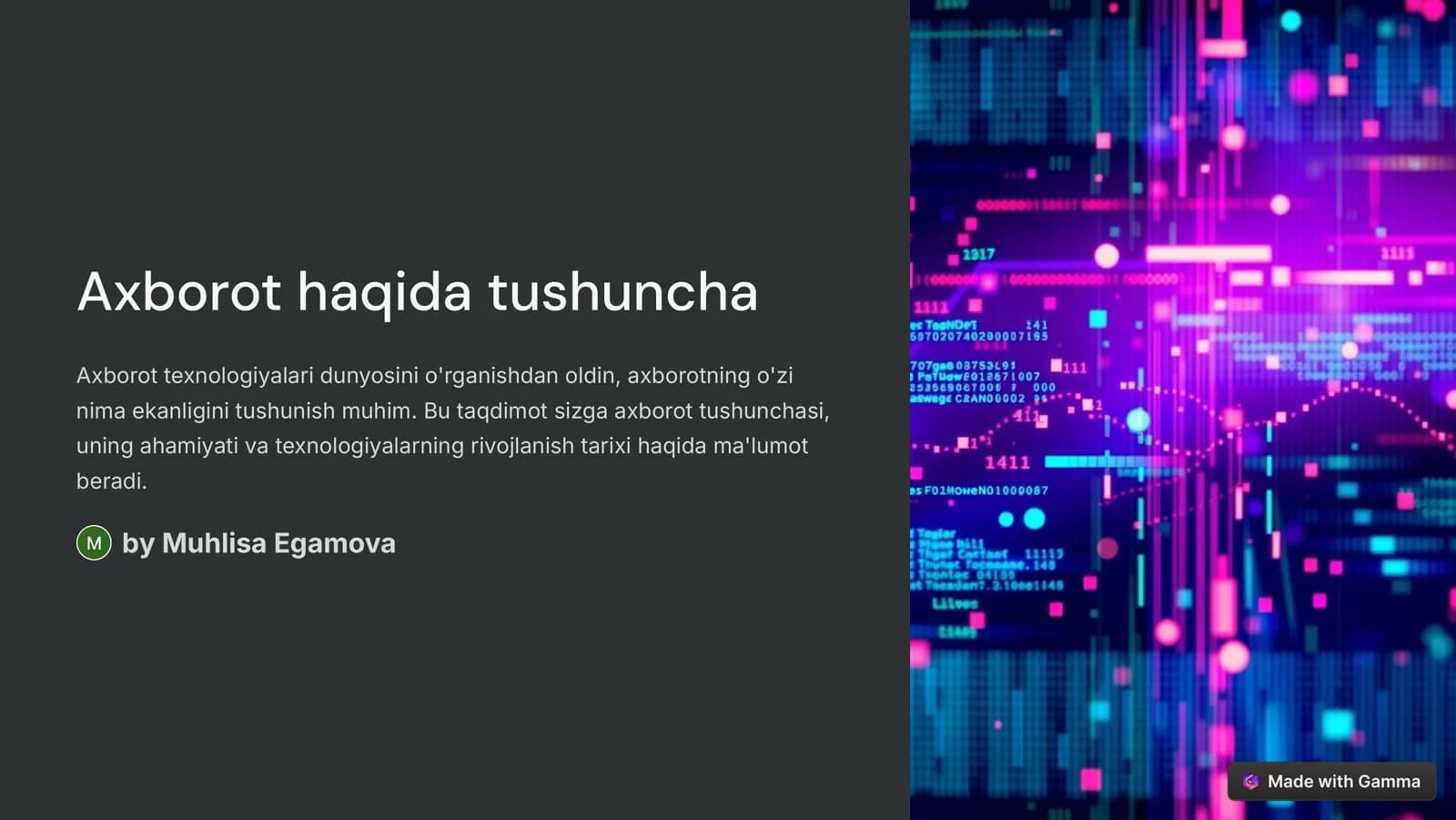 Axborot tushunchasi va uning ahamiyati