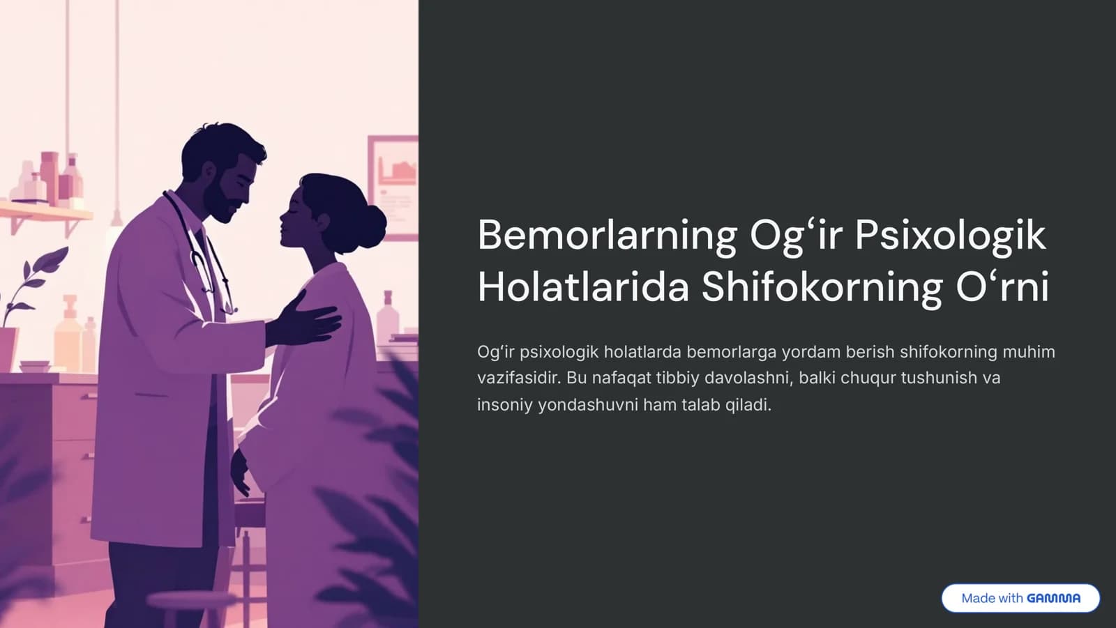 Og»ir Psixologik Holatlarda Shifokorning O»rni