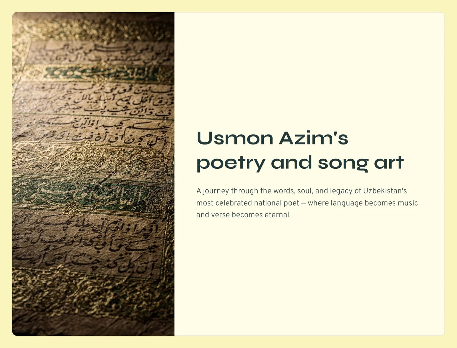 Usmon Azim's Poetry and Song Art