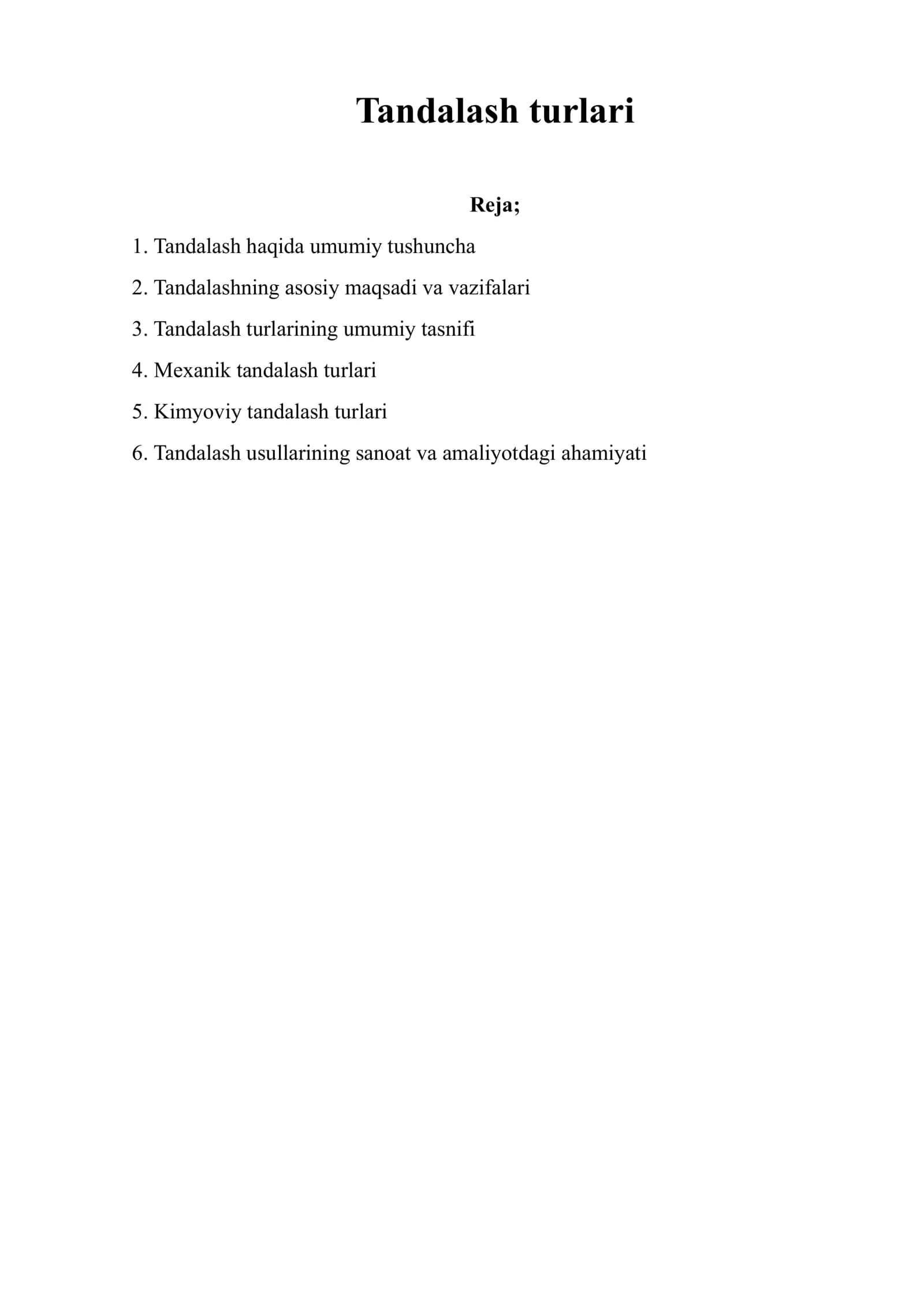 Tandalash turlari