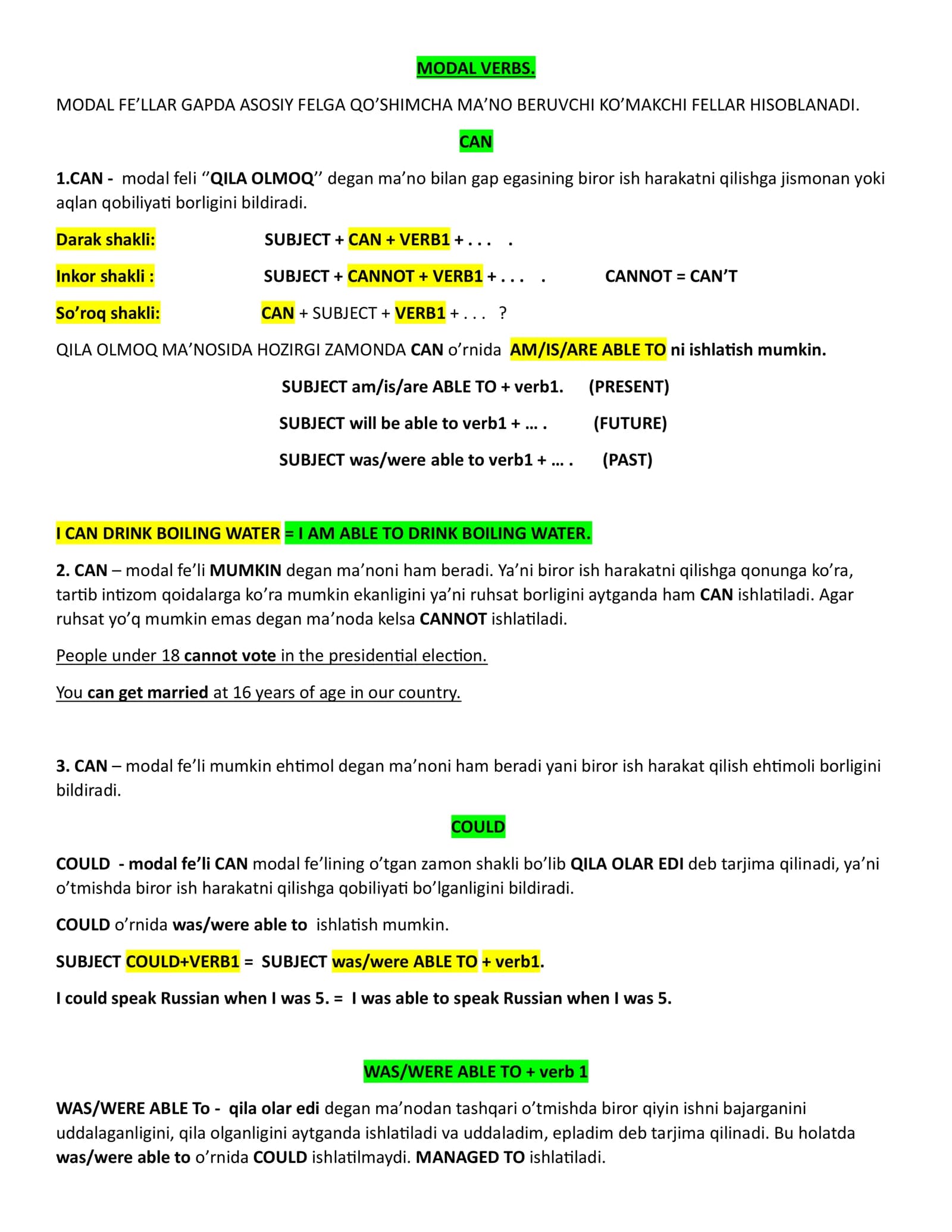 MODAL VERBS