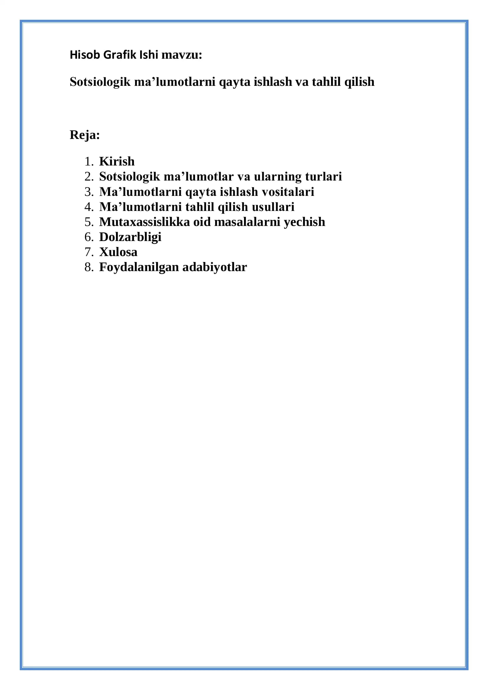 Hisob Grafik Ishi