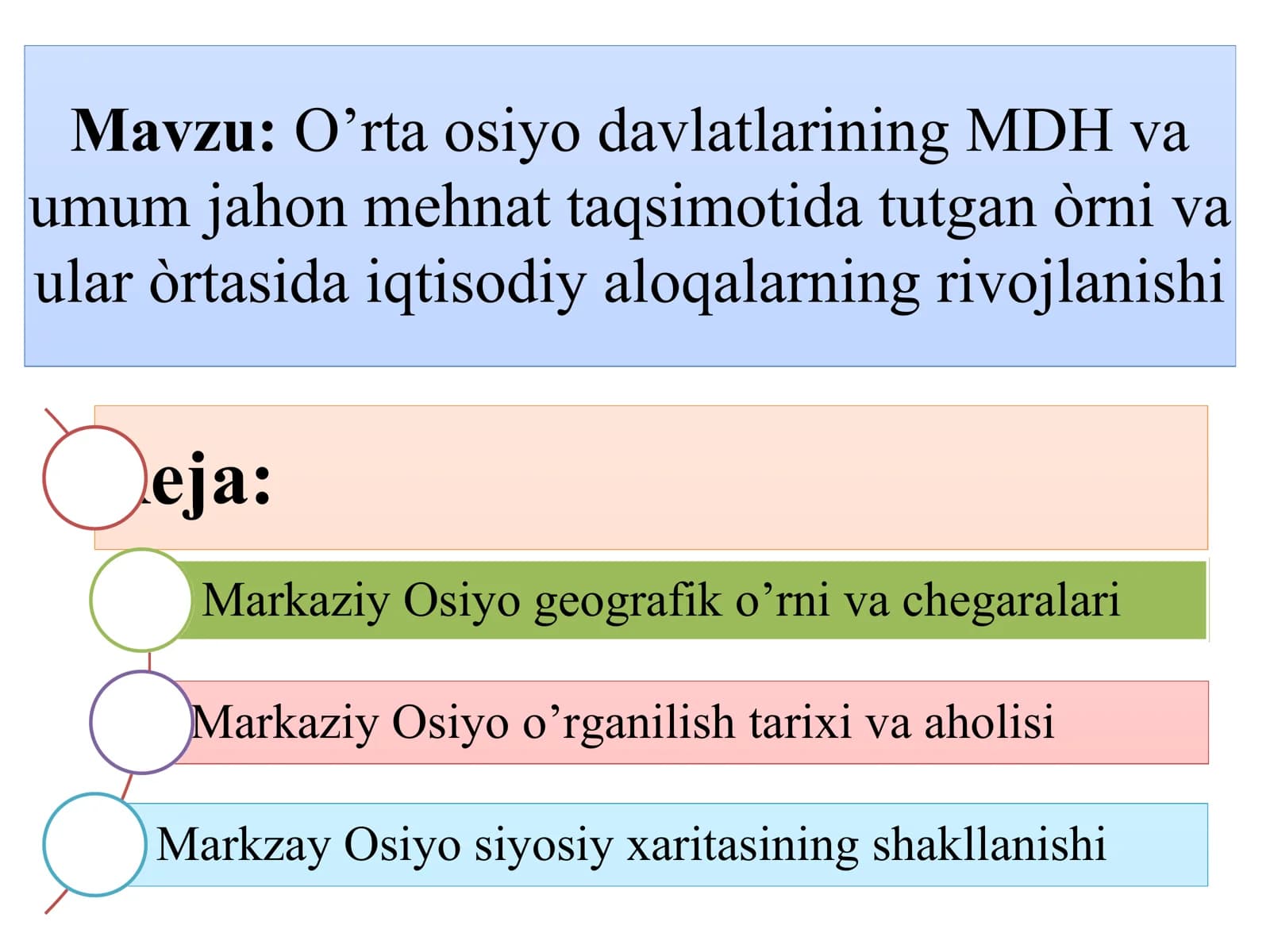 O’rta osiyo davlatlarining MDH va