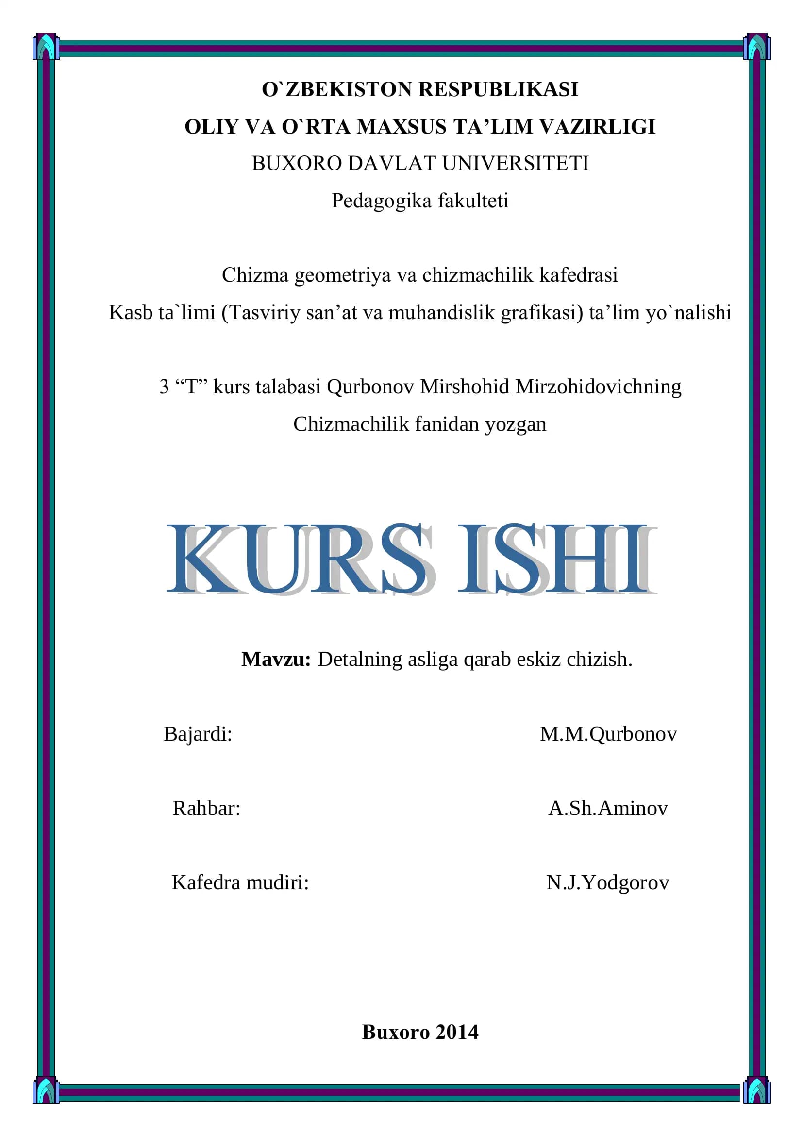 Detalning asliga qarab eskiz chizish