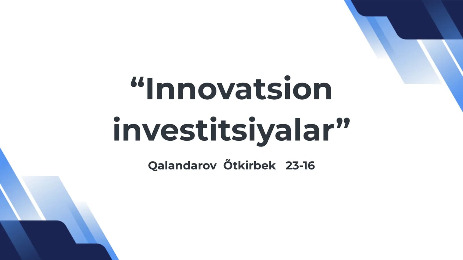 Innovatsion investitsiyalar