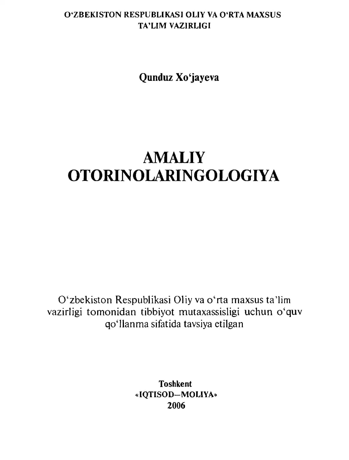 AMALIY OTOMN OLARINGOLOGIYA
