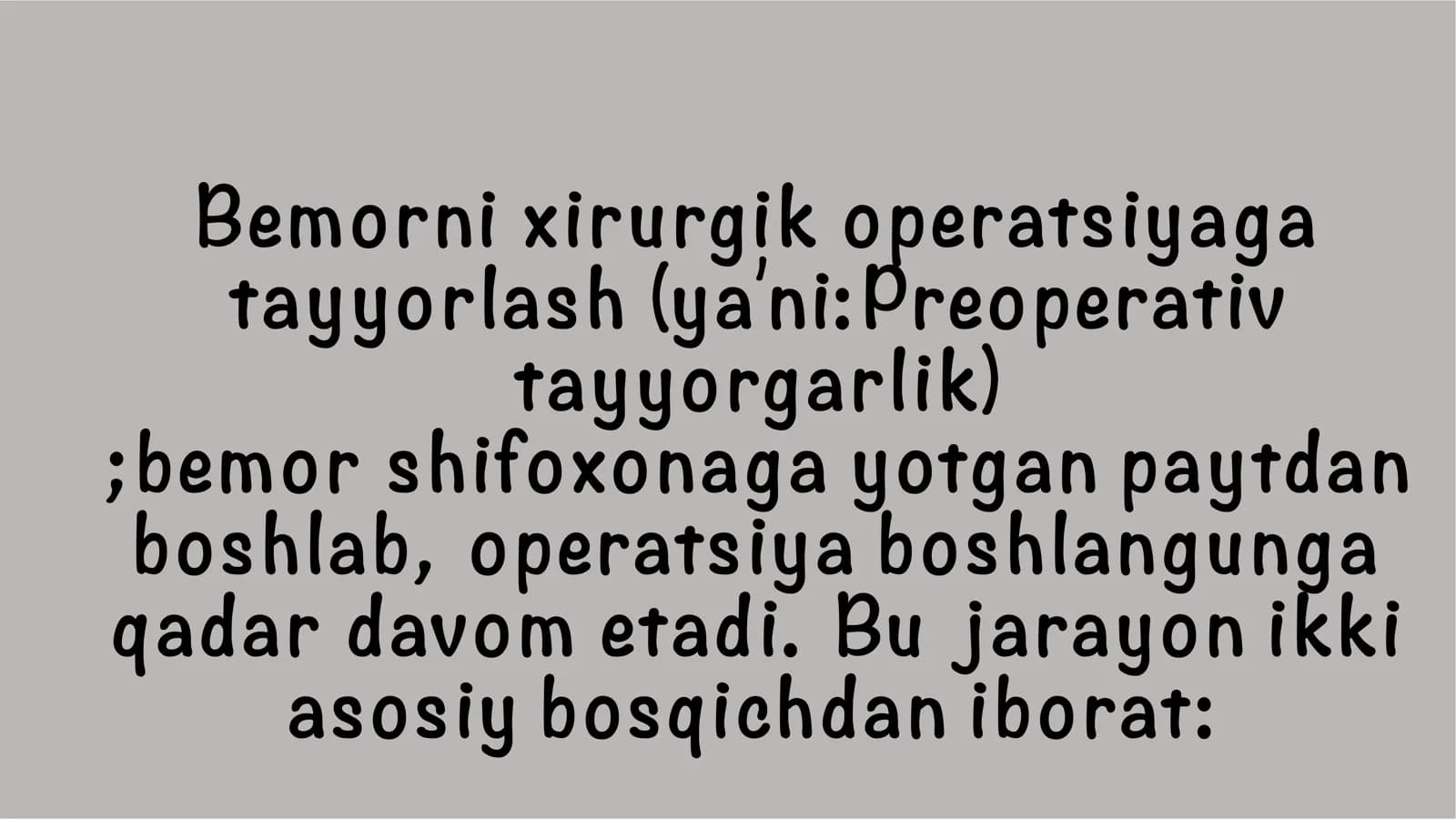 Xirurgik tayorgarlik bosqichlari