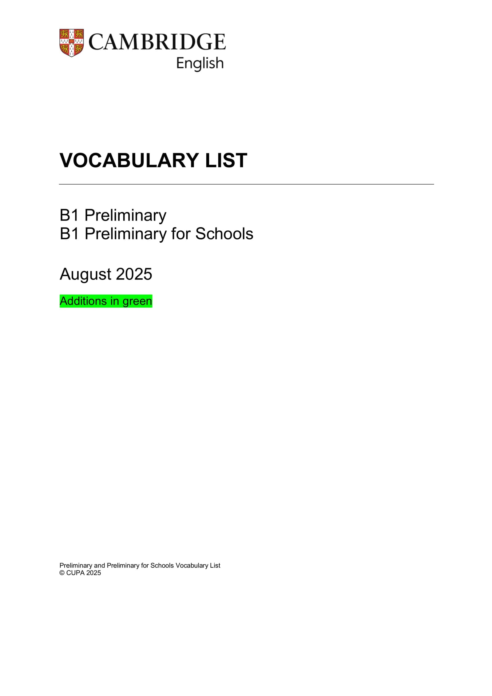 english b1 vocablury