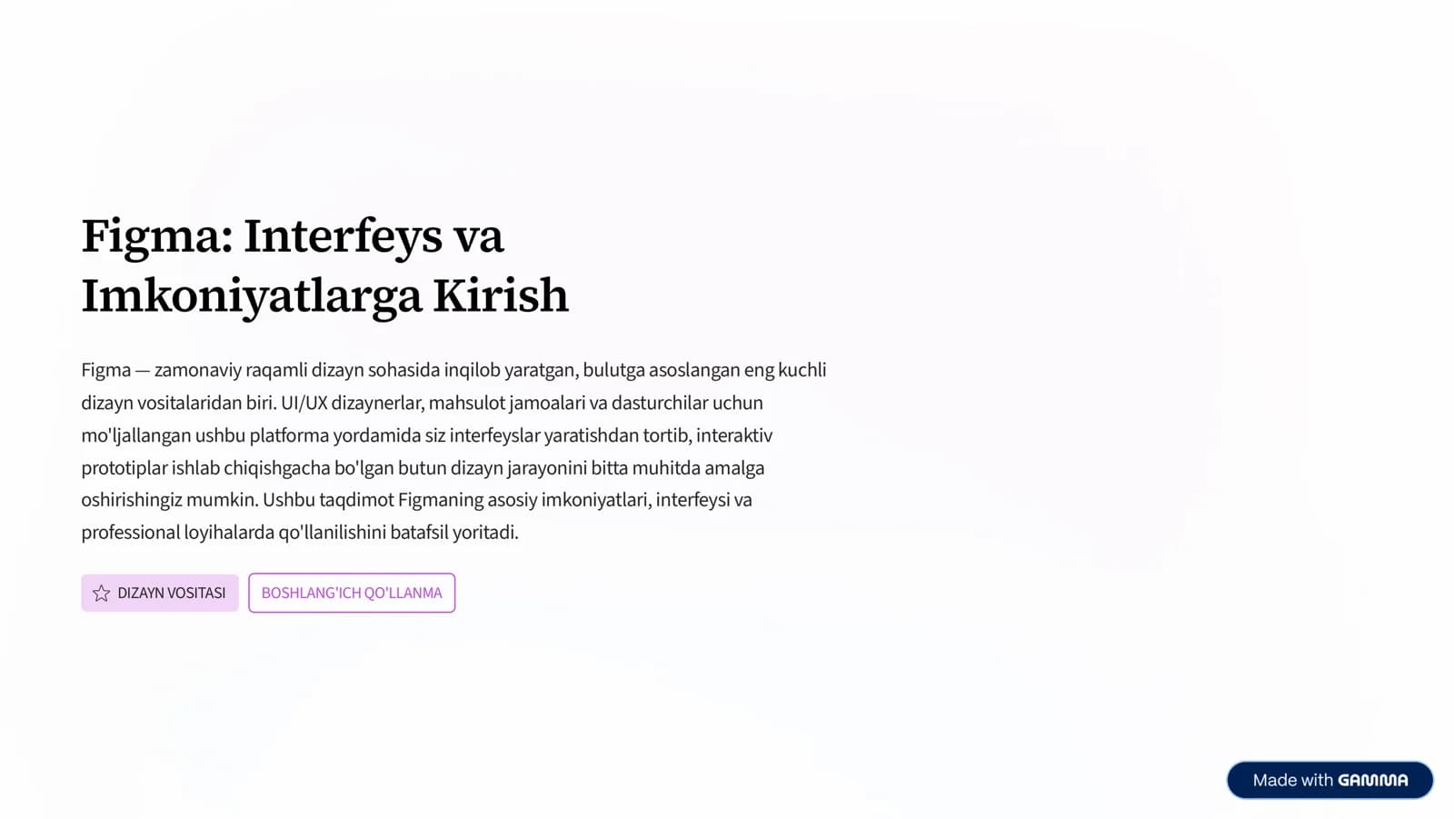 Figma: Interfeys va Imkoniyatlarga Kirish