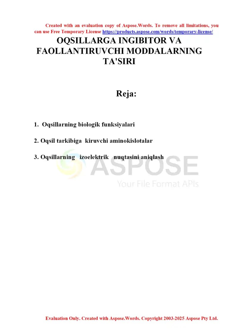 Oqsillarning izoelektrik nuqtasini aniqlash