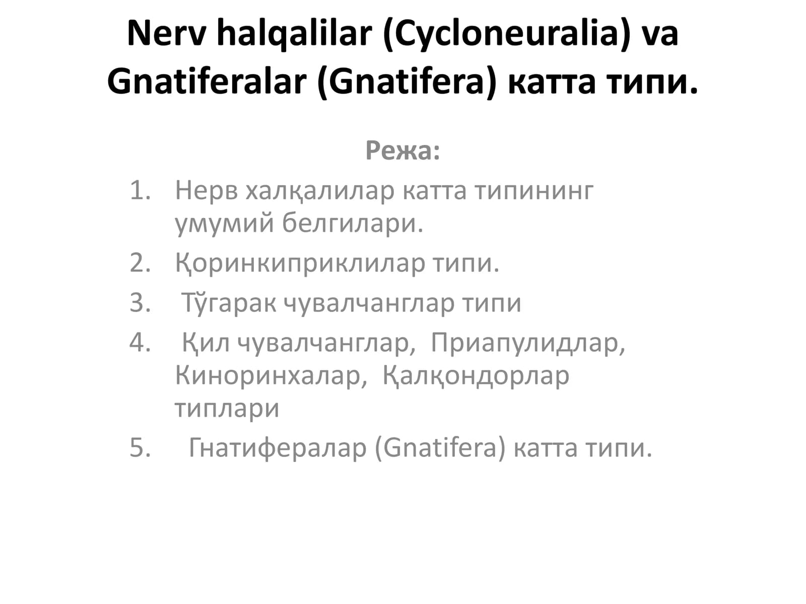 Nerv halqalililar va Gnatiferalar
