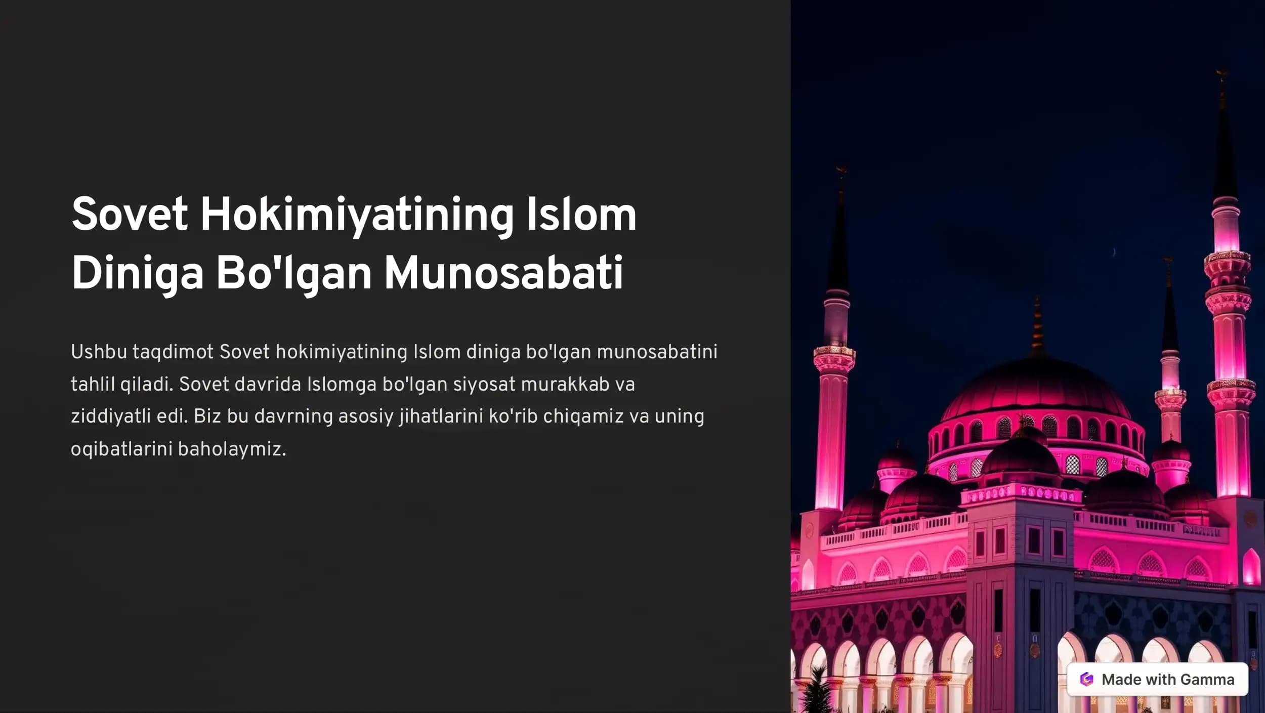 Sovet Hokimiyatining Islom Diniga Bo'lgan Munosabati