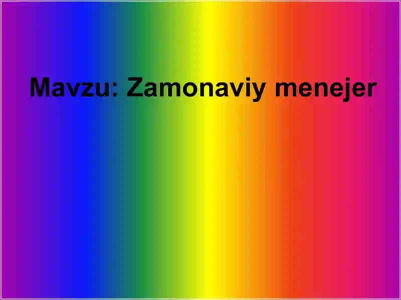 Zamonaviy menejer