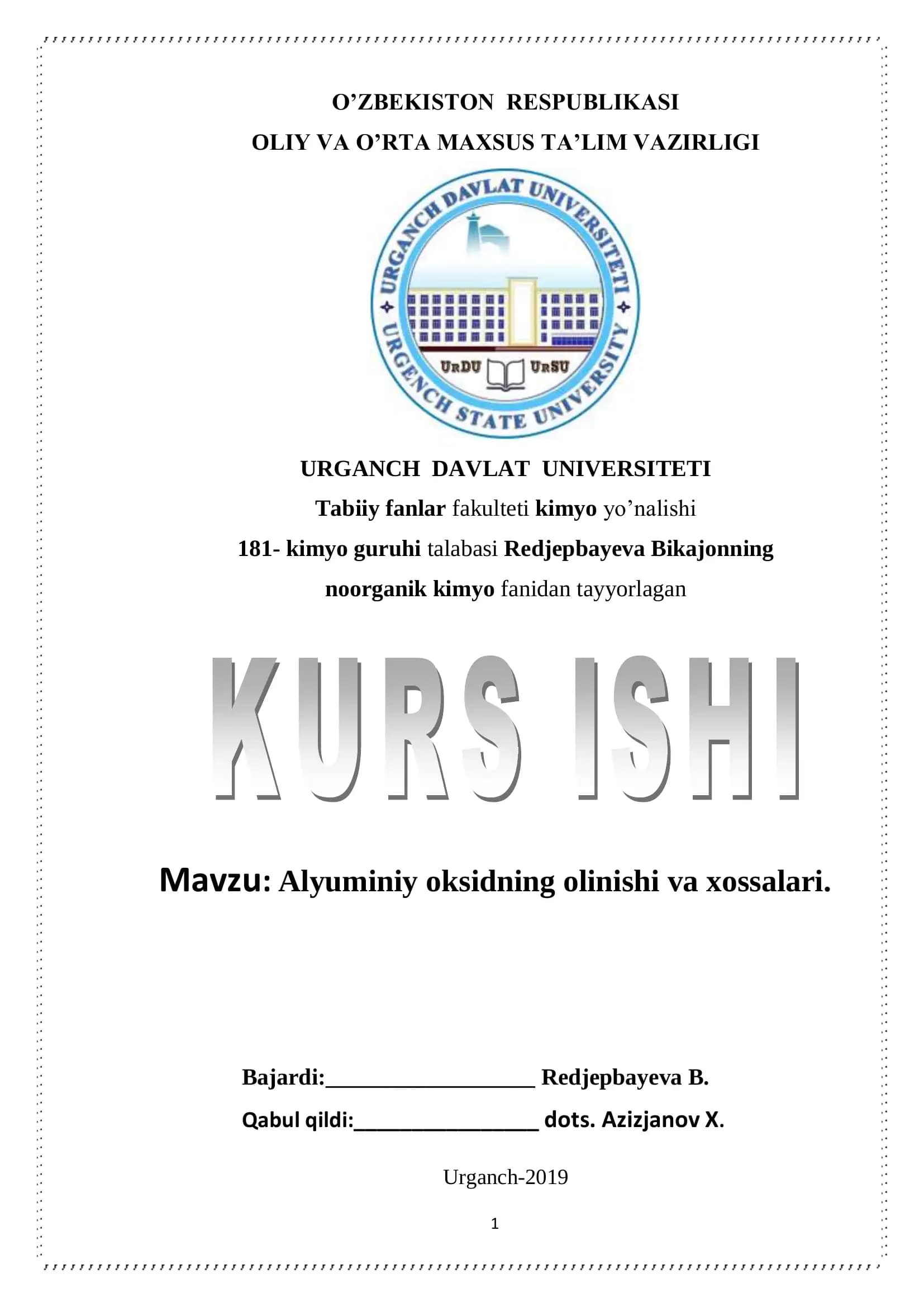 Alyuminiy oksidning olinishi va xossalari
