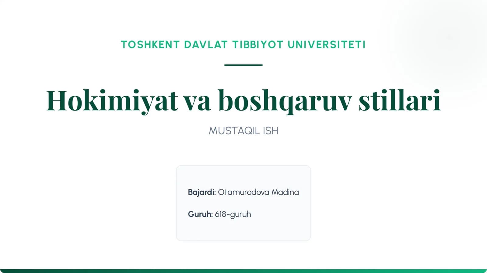 Hokimiyat va boshqaruv stillari