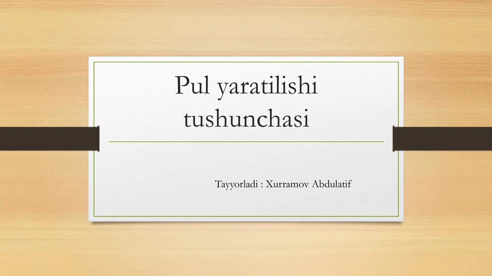 Pul yaratilishi tushunchasi