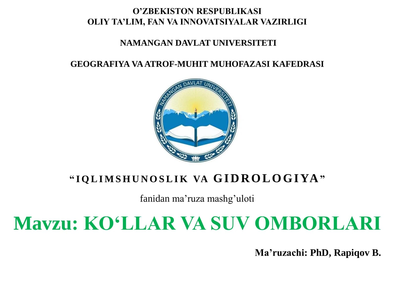 KO„LLAR VA SUV OMBORLARI