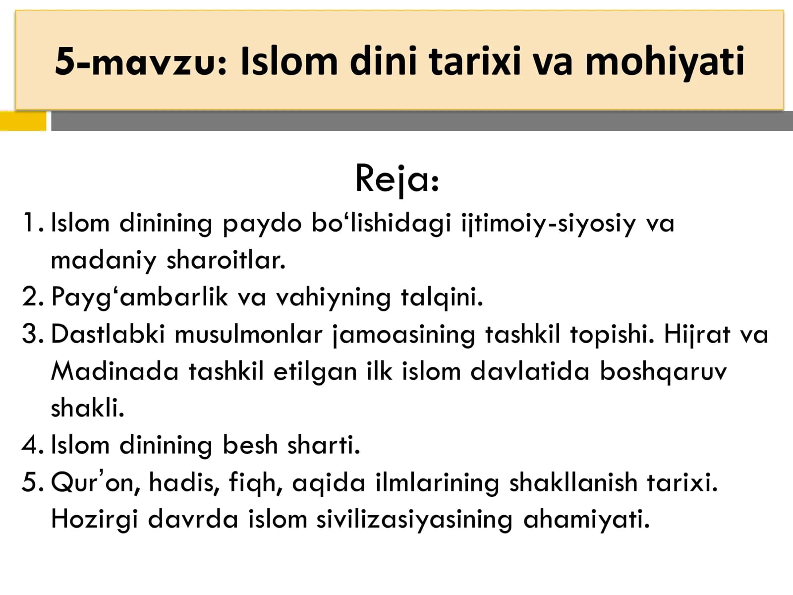 Islom dini tarixi va mohiyati