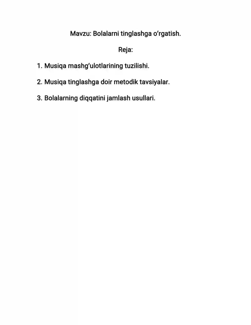 Musiqa mashgʻulotlari tuzilishi
