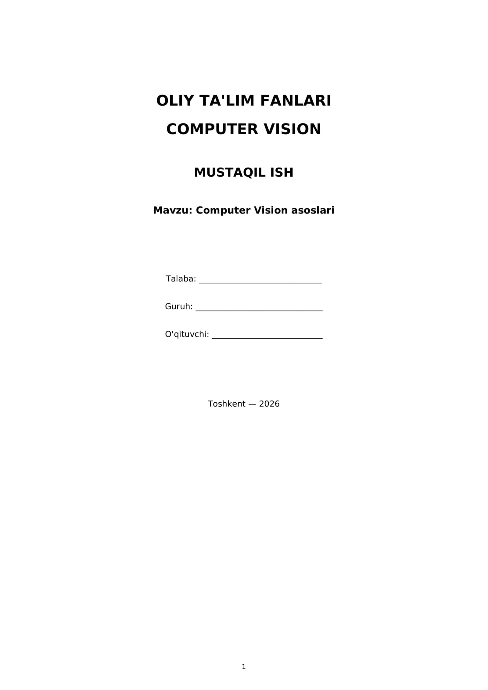 Computer Vision asoslari