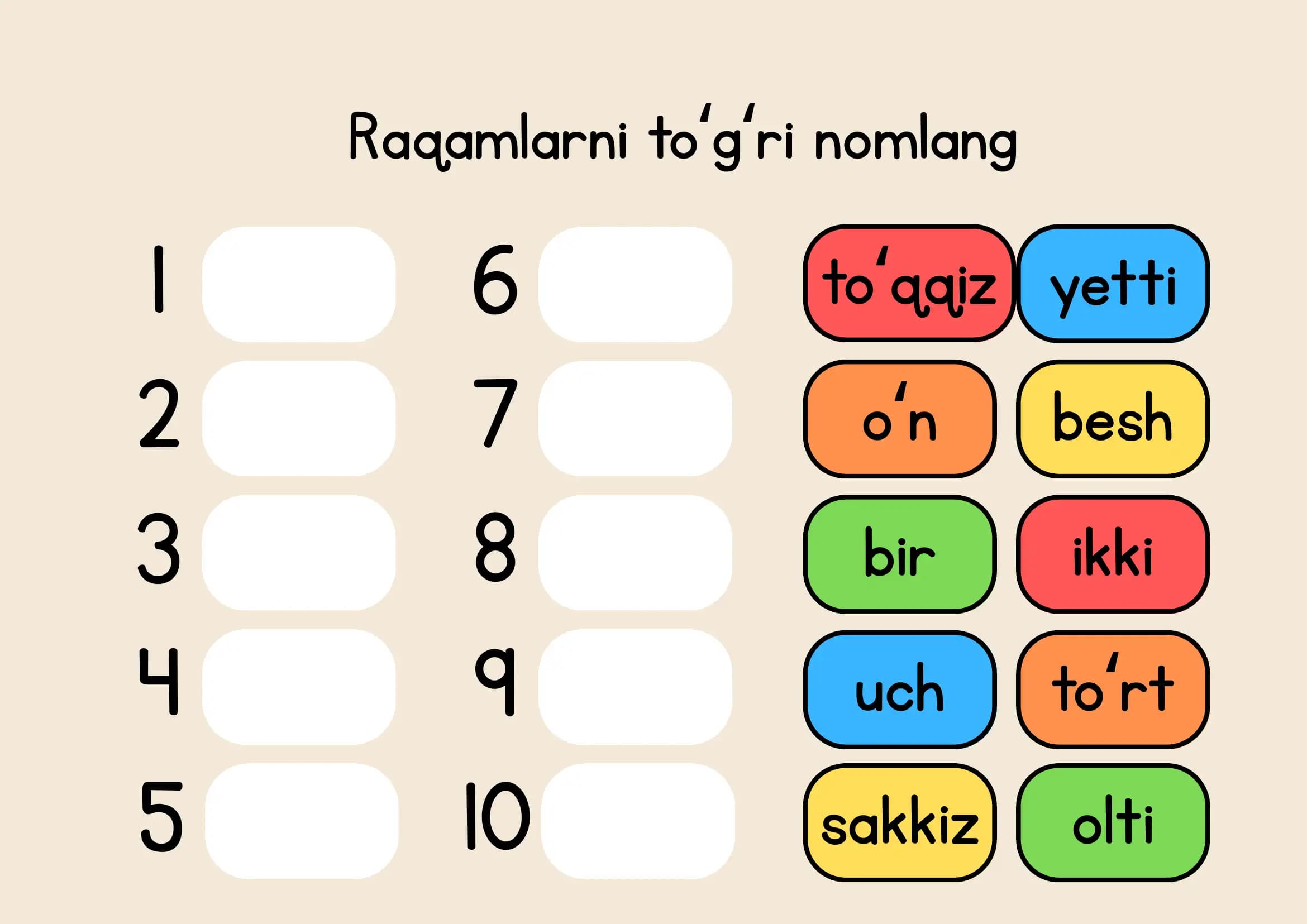 Raqamlarni toʻgʻri nomlang