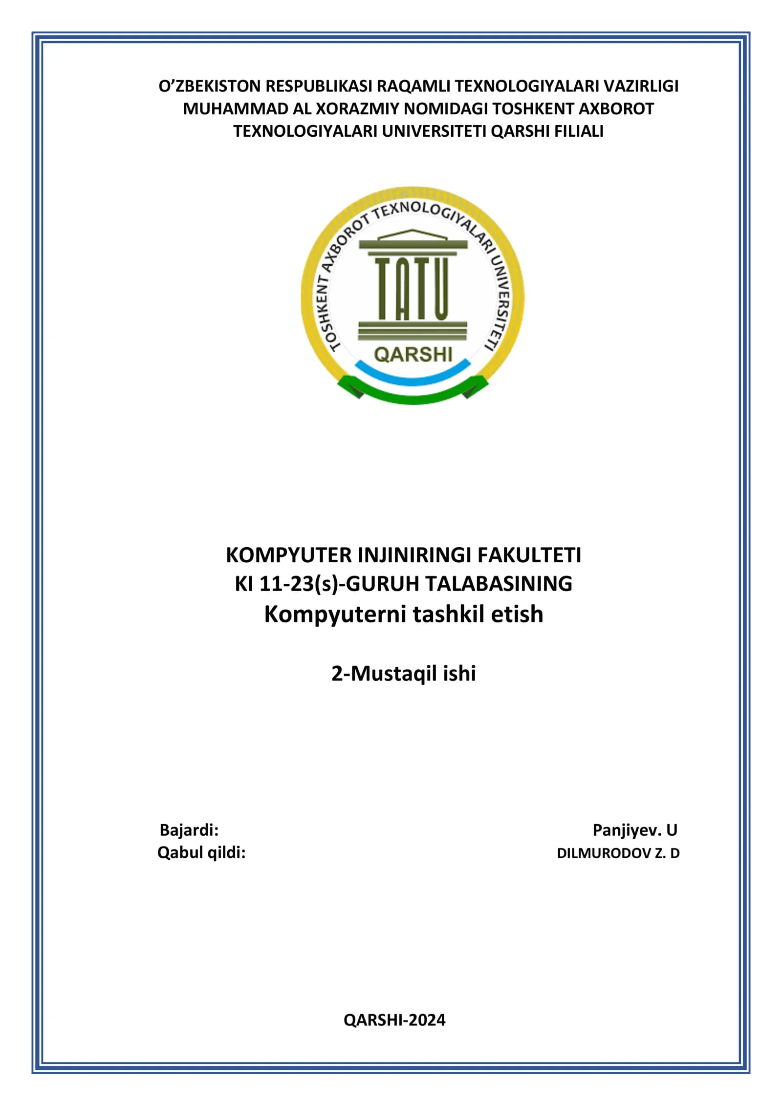 Kompyuterni tashkil etish