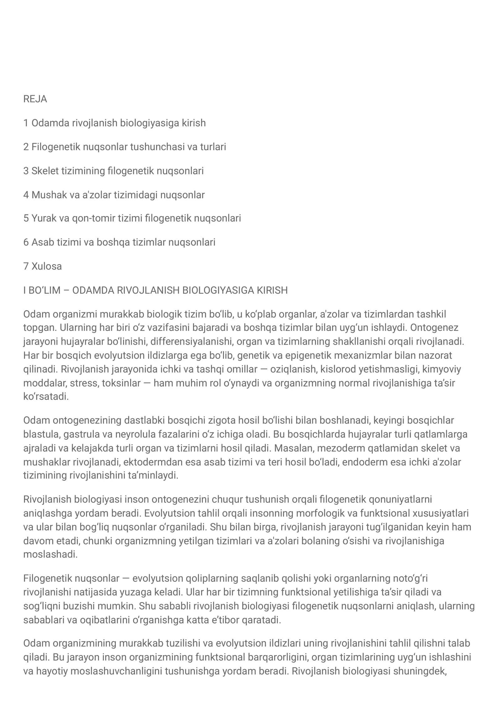 Odamda rivojlanish biologiyasiga kirish