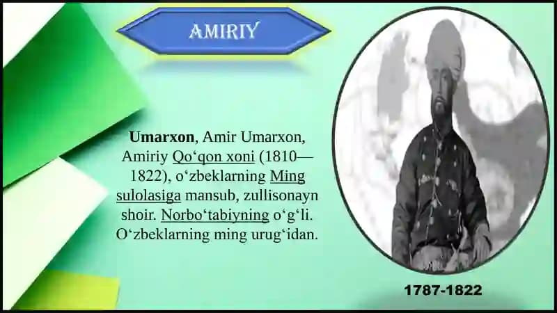 Amiriy,Nodira,Uvaysiylarning hayoti va ijodi55