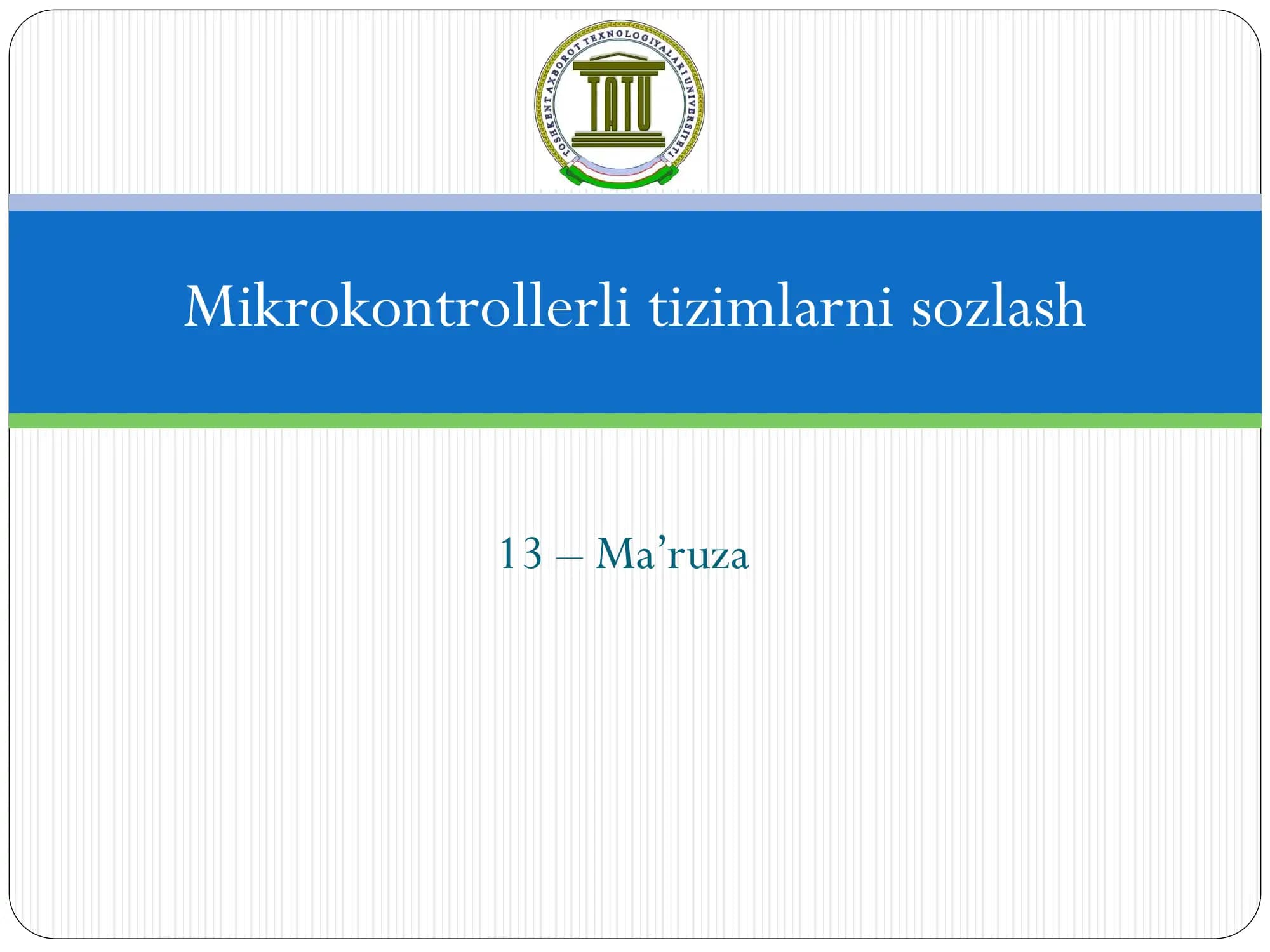 Mikrokontrollerli tizimlarni sozlash