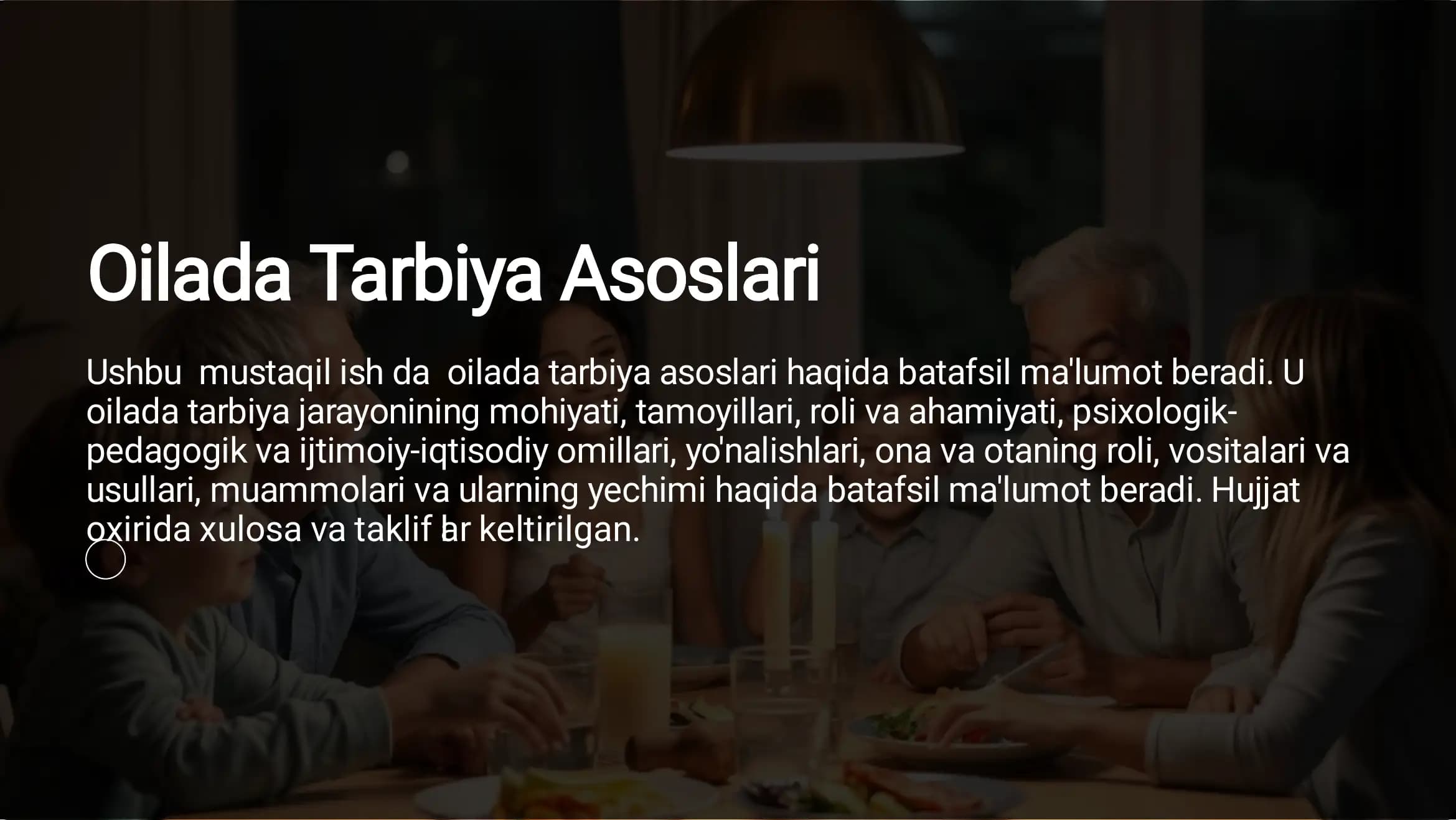 Oilada Tarbiya Asoslari