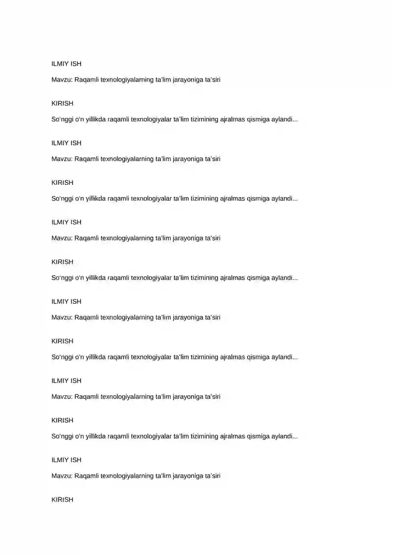 Raqamli texnologiyalarning ta’lim jarayoniga ta’siri