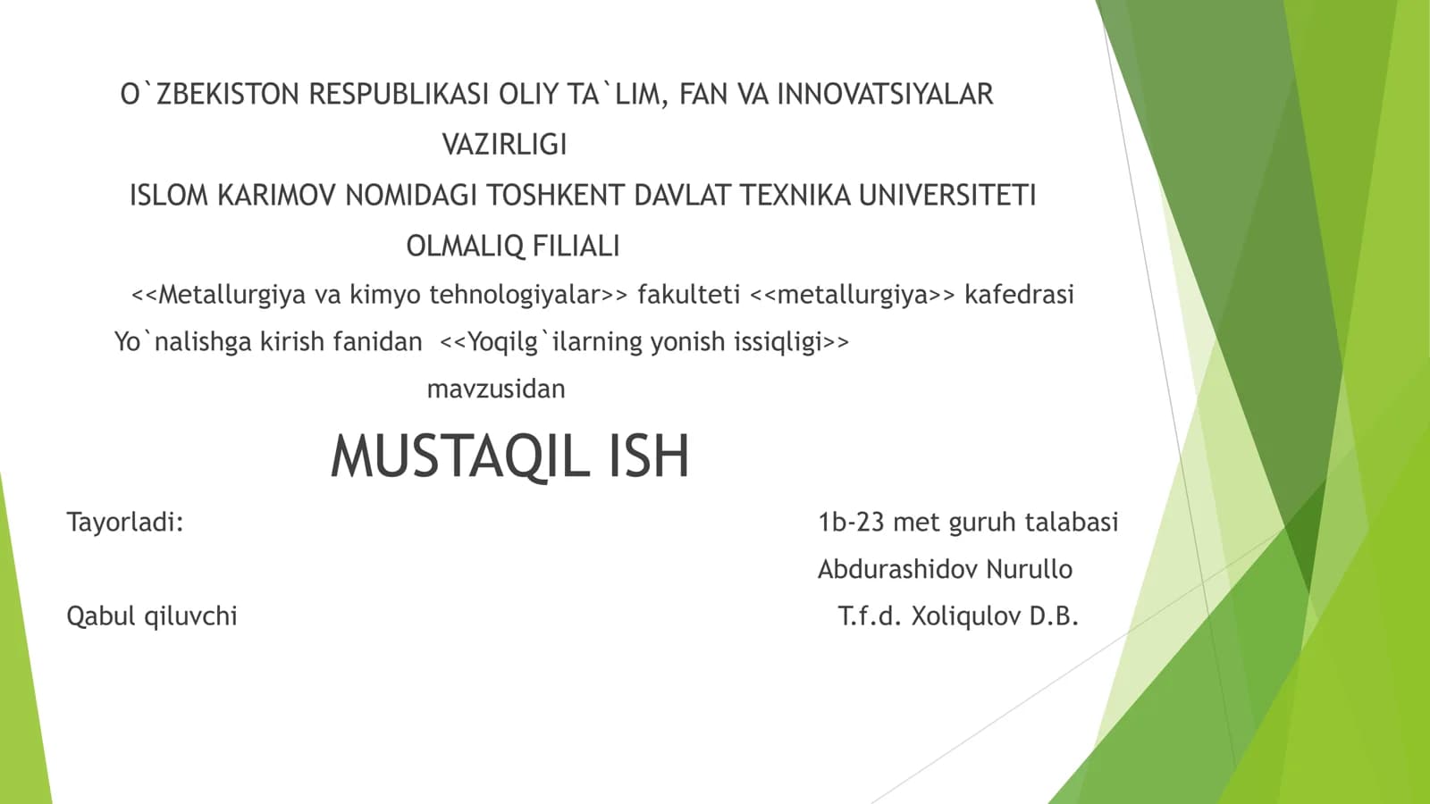 Yoqilg`ilarning yonish issiqligi