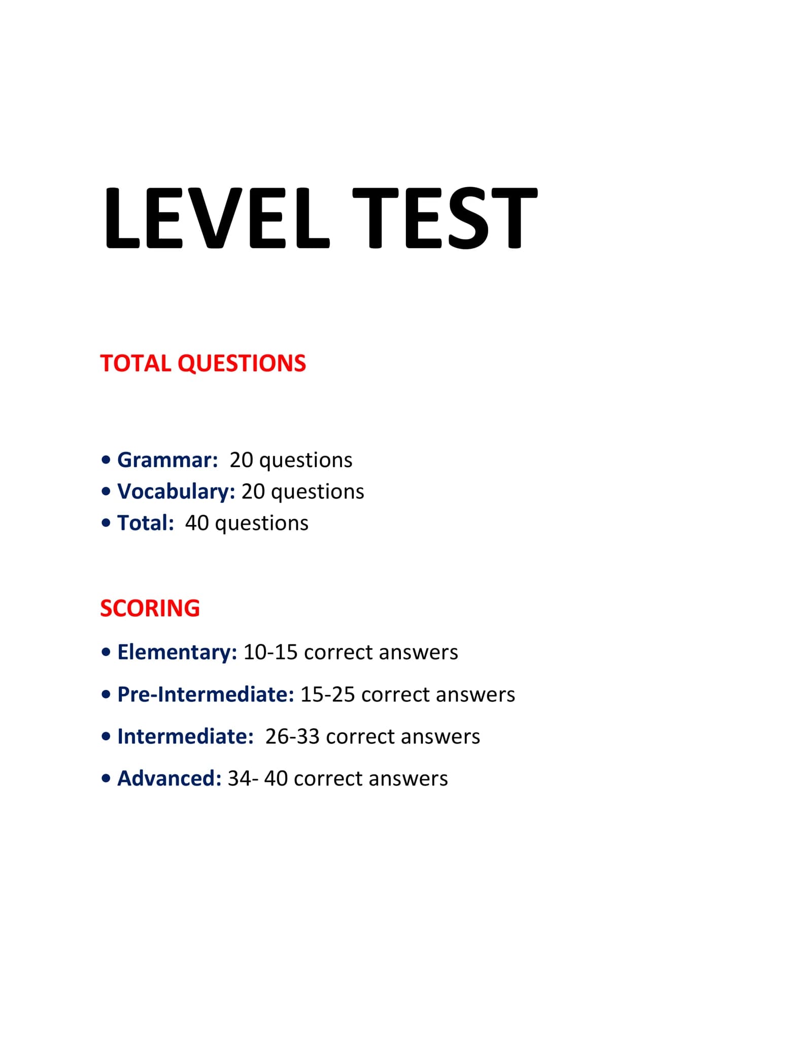 LEVEL TEST
