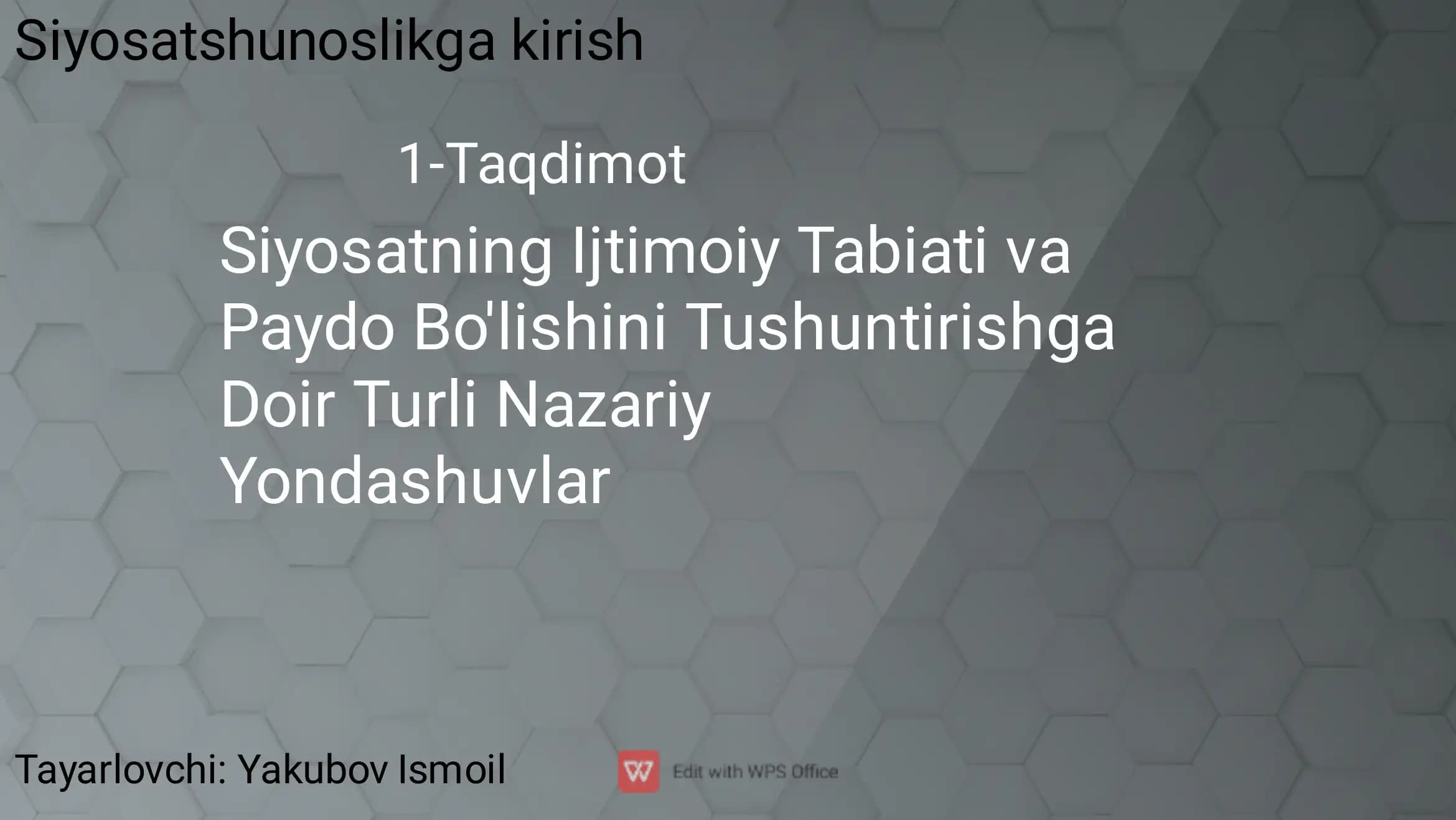 siyosatshunoslik fanidan taqdimot