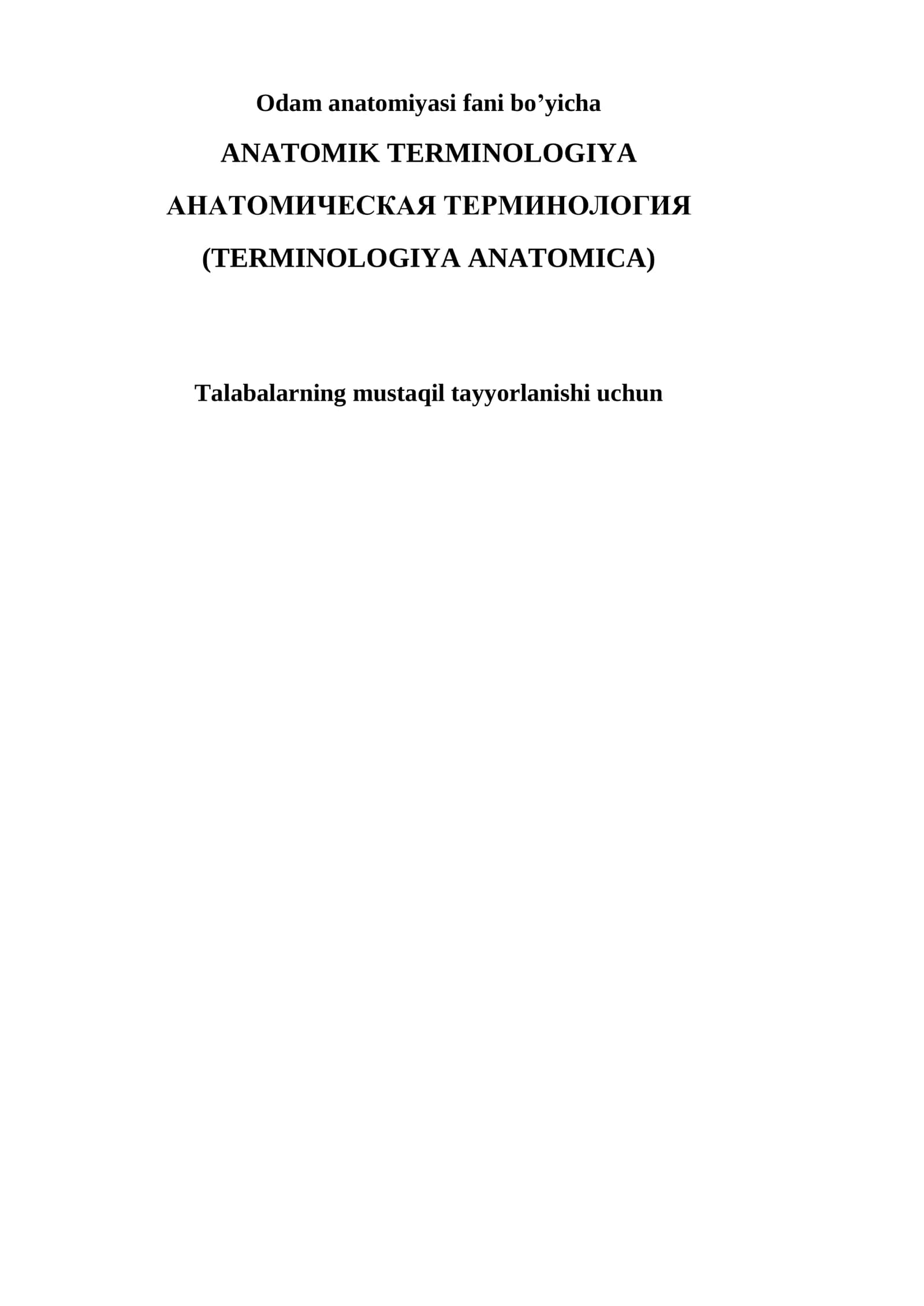 ANATOMIK TERMINOLOGIYA (TERMINOLOGIYA ANATOMICA)