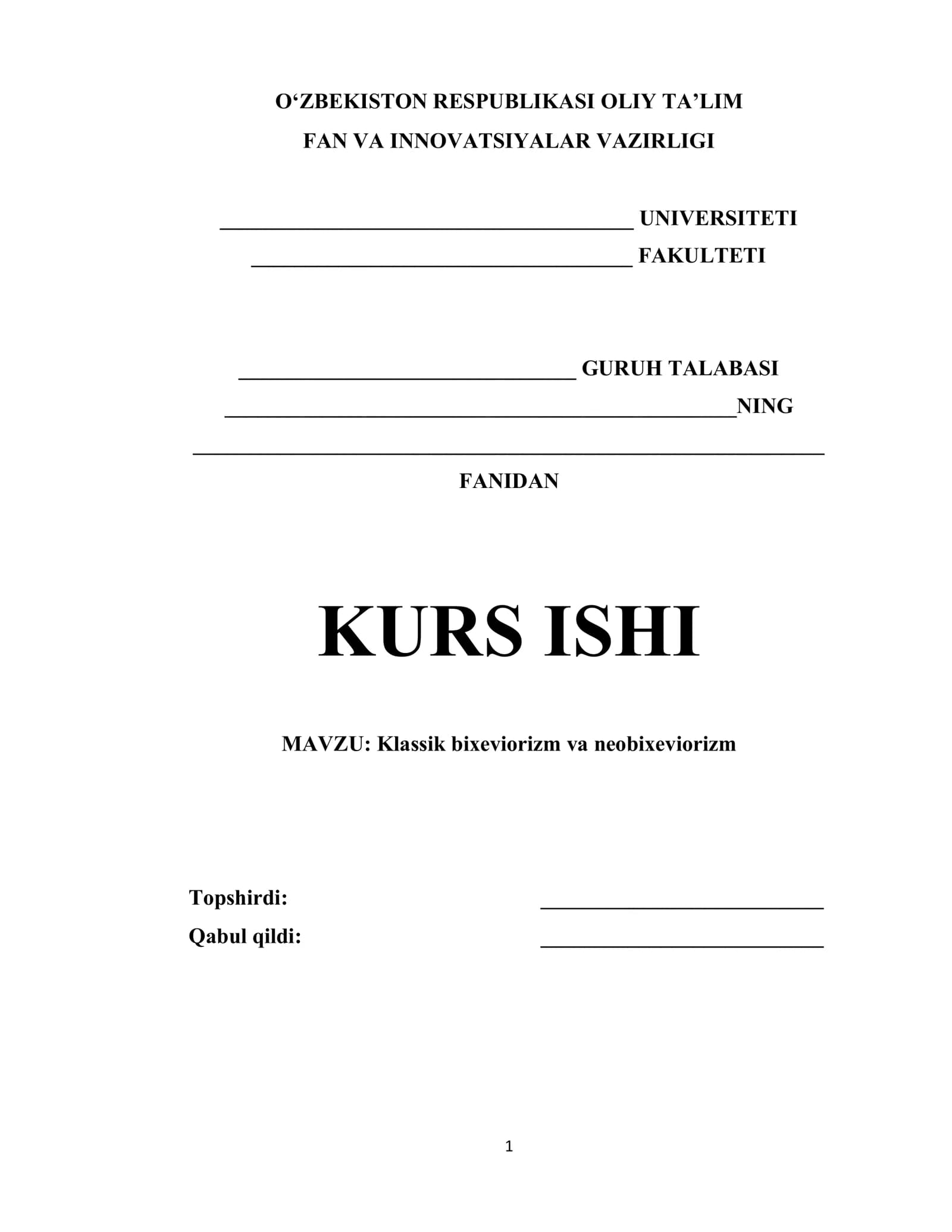 Klassik bixeviorizm va neobixeviorizm