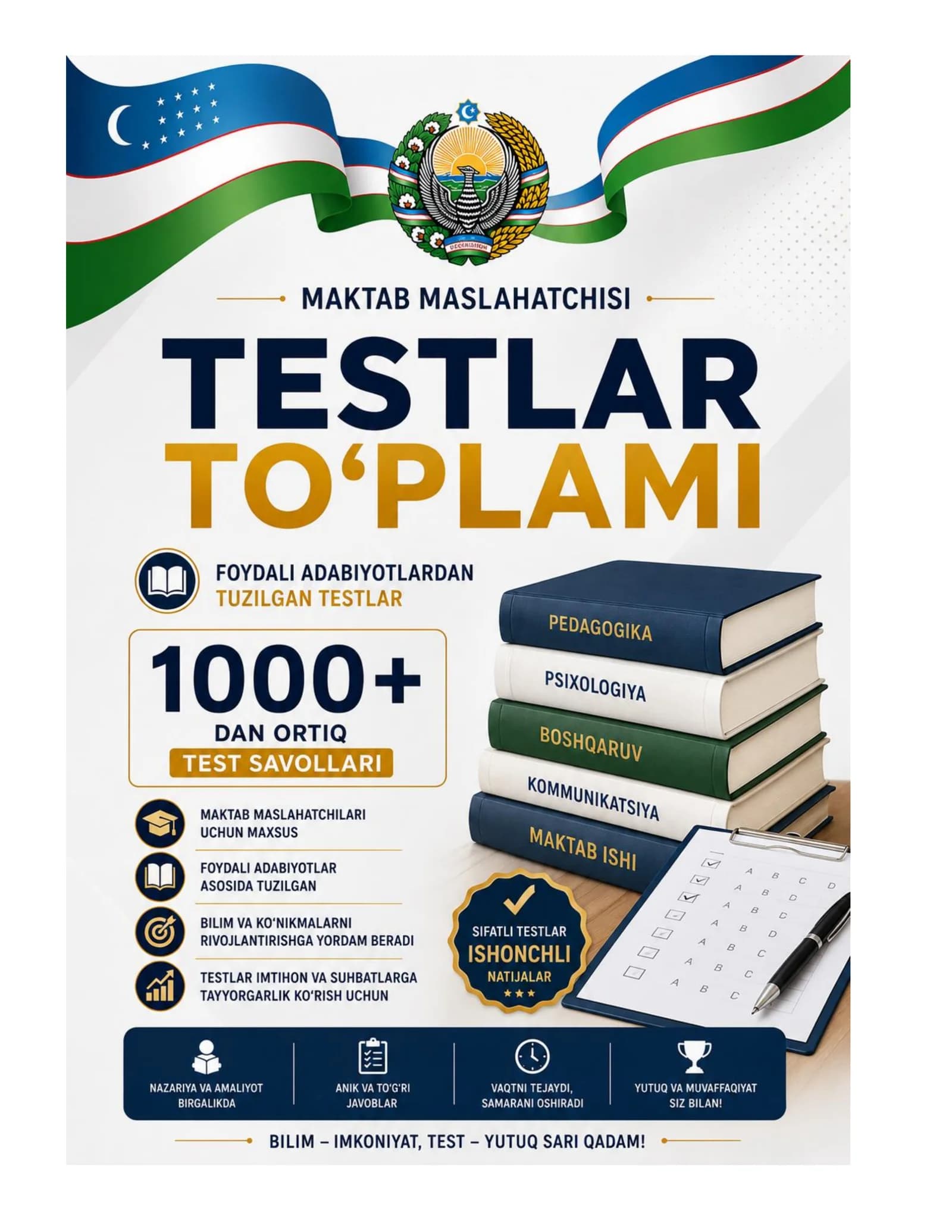MAKTAB MASLAHATCHISI SAVOLLAR 1000 ta