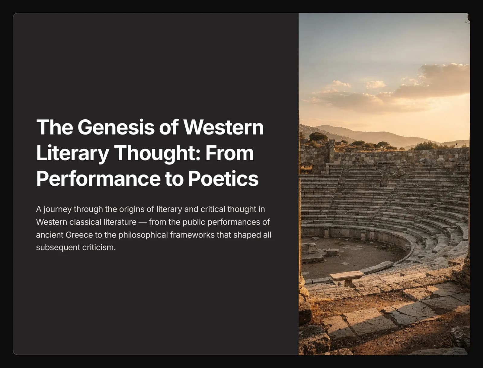 Echoes in the Agora: Early Criticism in Classical Greece