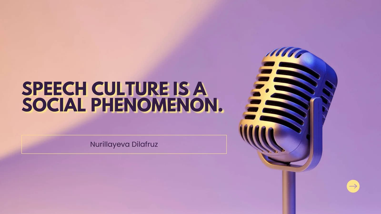 SPEECH CULTURE IS A SOCIAL PHENOMENON