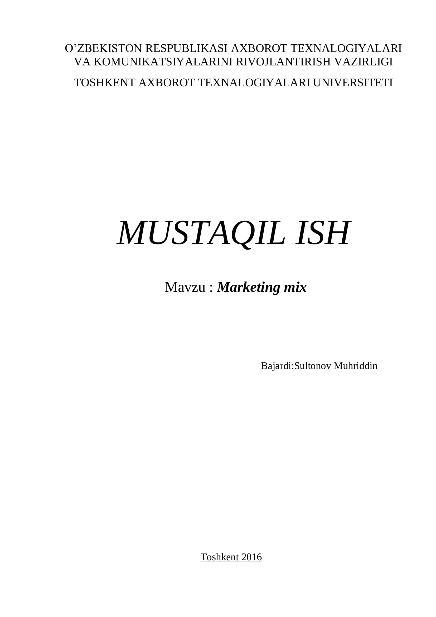 Marketing mix